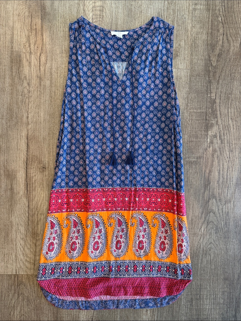 Sleeveless Blue Paisley Dress